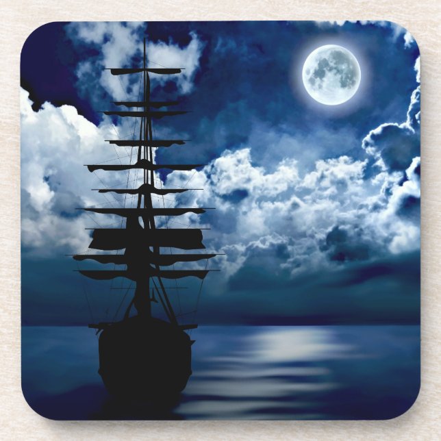 Dessous-de-verre Bateau à la pleine lune (Devant)