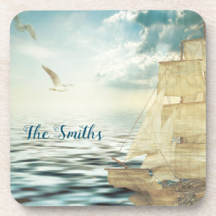 Dessous-de-verre Bateau à voile et mouettes Brigantine