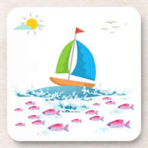 Bateau à voile et poisson rouge