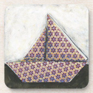Dessous-de-verre Bateau à voile Origami sur papier design Star