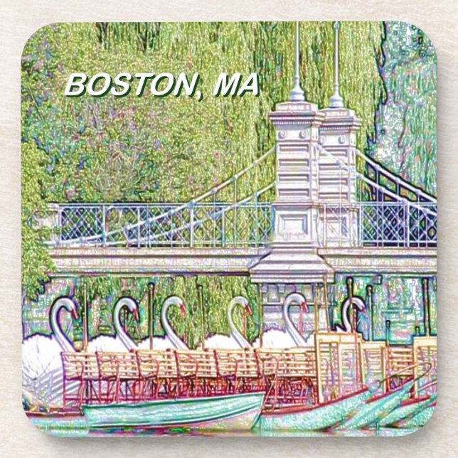 Dessous-de-verre Bateaux cygnes de Boston en crayon et filtre d'enc (Devant)