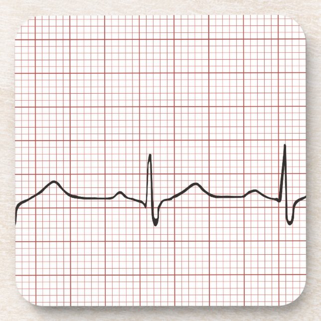 Dessous-de-verre Battement de coeur d'ECG sur le papier de (Devant)