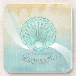 Dessous-de-verre Beach House Clam Shell Aqua Blue ID623