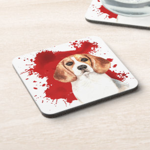 Dessous-de-verre Beagle Red Abstrait Splatter
