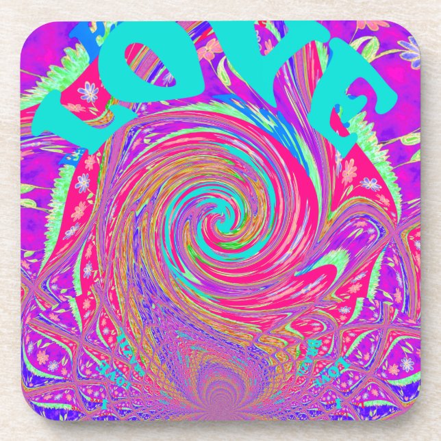 Dessous-de-verre Beau Extraordinaire Love Whirl Texte Art Imprimer  (Devant)