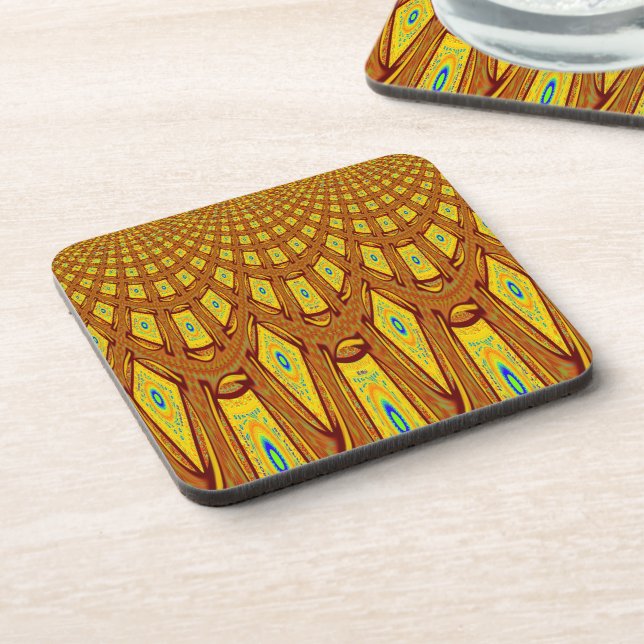 Dessous-de-verre Beau Golden Brown Africain Tribal Imprimé vecteur (Côté gauche)