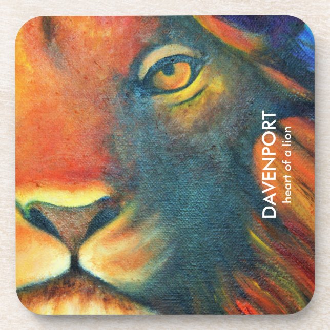 Dessous-de-verre Beau Lion Visage Portrait Regal et Fière (Devant)