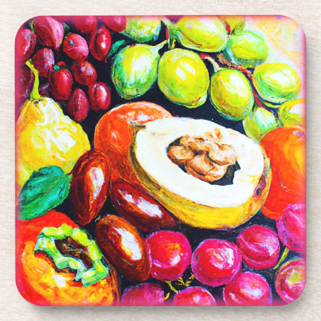 Dessous-de-verre Beau Mélange de peinture de fruits de raisin. Comm (Devant)