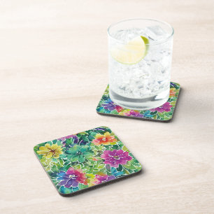 Dessous-de-verre Beau Motif de fleurs d'aquarelle