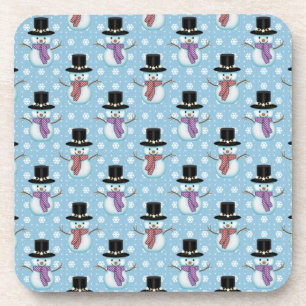Dessous-de-verre Beaux Snowmen sur Motif bleu pâle