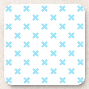 Dessous-de-verre Bébé bleu croix coutures sur blanc