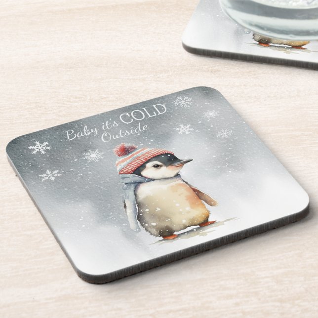 Dessous-de-verre Bébé C'est froid dehors vacances de pingouin (Créateur téléchargé)