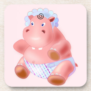 Dessous-de-verre Bébé mignon Hippo - Dessin amusant