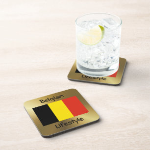 Dessous-de-verre Belgium Flag+Text Coaster