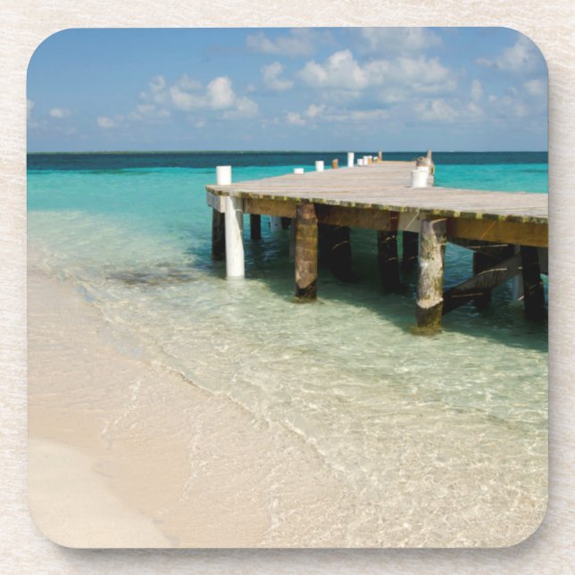 Dessous-de-verre Belize, mer des Caraïbes, Goff Caye. Petite île (Devant)