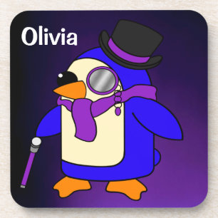 Dessous-de-verre Belle bande dessinée pingouin violet violet profon