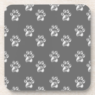 Dessous-de-verre Belle motif de patte tendance sur gris foncé