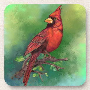 Dessous-de-verre Belle peinture d'oiseaux du Cardinal rouge du Nord