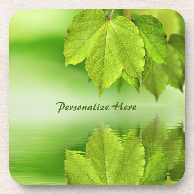 Dessous-de-verre Belle Réflexion d'eau Feuillage vert (Devant)