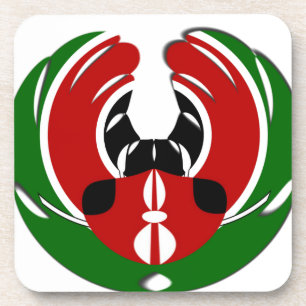 Dessous-de-verre Belle Tapisserie kenyane : Drapeau kényan Papillon