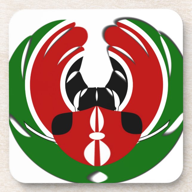 Dessous-de-verre Belle Tapisserie kenyane : Drapeau kényan Papillon (Devant)