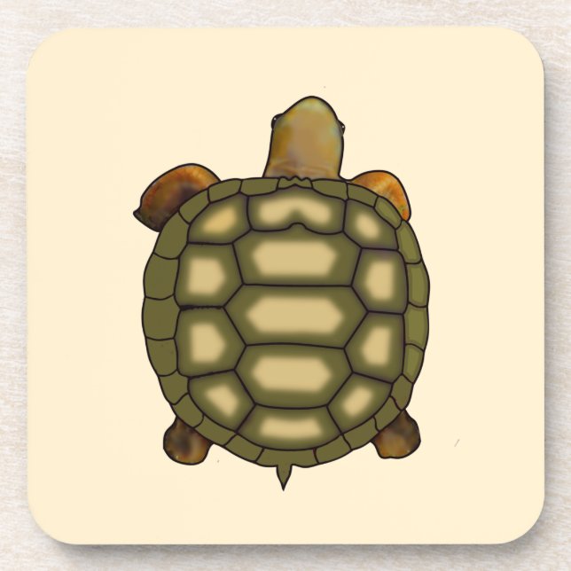 Dessous-de-verre Belle Tortue sur Champagne Léger Beige (Devant)