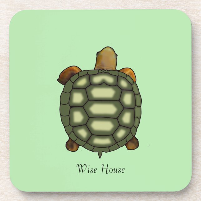 Dessous-de-verre Belle tortue verte sur Lime Green (Devant)