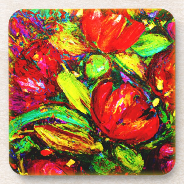 Dessous-de-verre "Belles Fleurs" Beau Art. Acheter Maintenant (Devant)