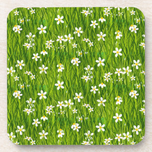 Dessous-de-verre Belles fleurs blanches sur feuilles vertes