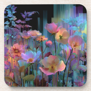 Dessous-de-verre Belles fleurs d'art néon