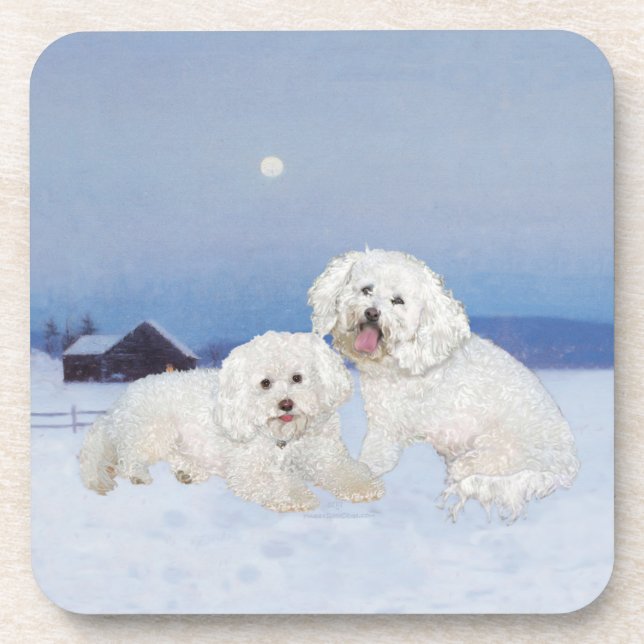 Dessous-de-verre Bichon Frise Décembre Soirée (Devant)