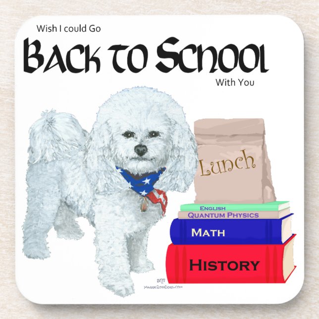 Dessous-de-verre Bichon Frise Retour à l'école (Devant)