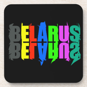 Dessous-de-verre Biélorussie Colorful Happy Lettres