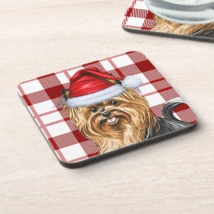 Dessous-de-verre Biewing hiver Terrier Chien de vacances Red Plaid