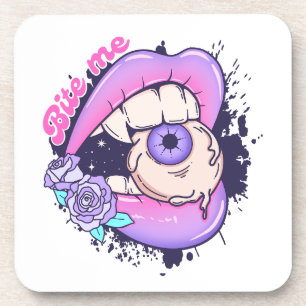 Dessous-de-verre Bite Me Rose Halloween Lièvres