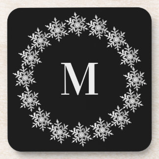 Dessous-de-verre Black Real Snowflake Wreath Hard plastic coaster