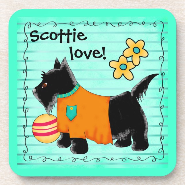 Dessous-de-verre Black Scottie Terrier Chien Aimer Personnalisé Tur (Devant)