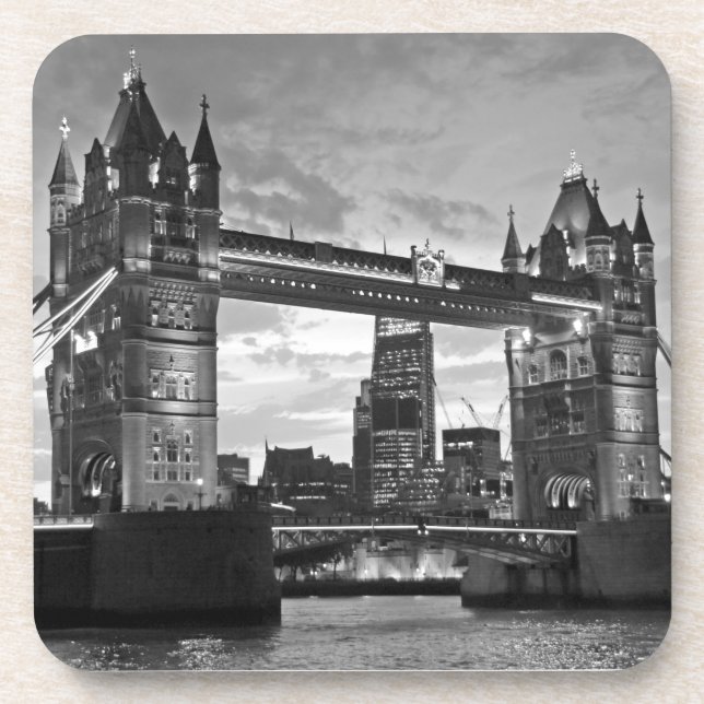 Dessous-de-verre Black White London Tower Bridge UK Travel (Devant)