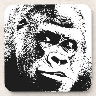 Dessous-de-verre Black White Pop Art Gorilla