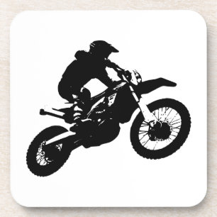 Dessous-de-verre Black White Pop Art Motocross Motorcyle Sport
