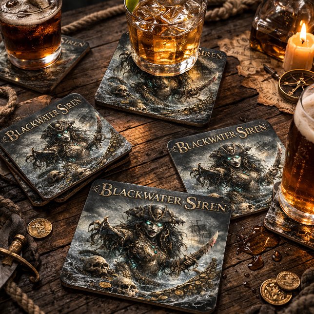 Dessous-de-verre Blackwater Siren Coaster Set – Dark Maritime Myth (Créateur téléchargé)