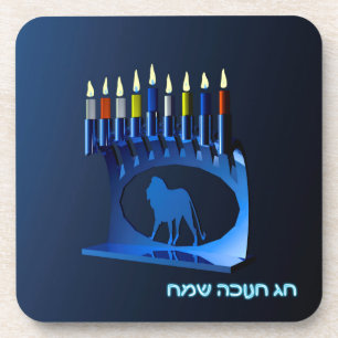 Dessous-de-verre Bleu brillant Chanukkah Menorah