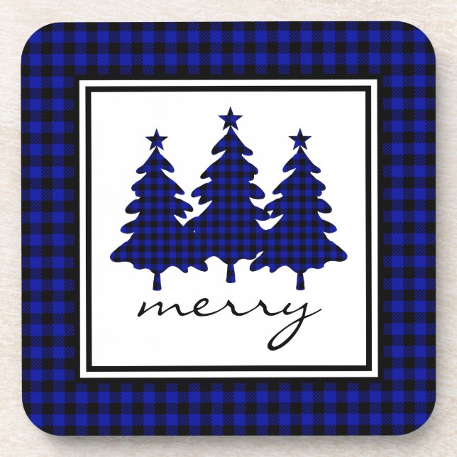 Dessous-de-verre Bleu Buffalo Check Pine Trees (Devant)