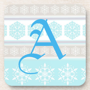 Dessous-de-verre Bleu et beige de poudre de chandail de ski de