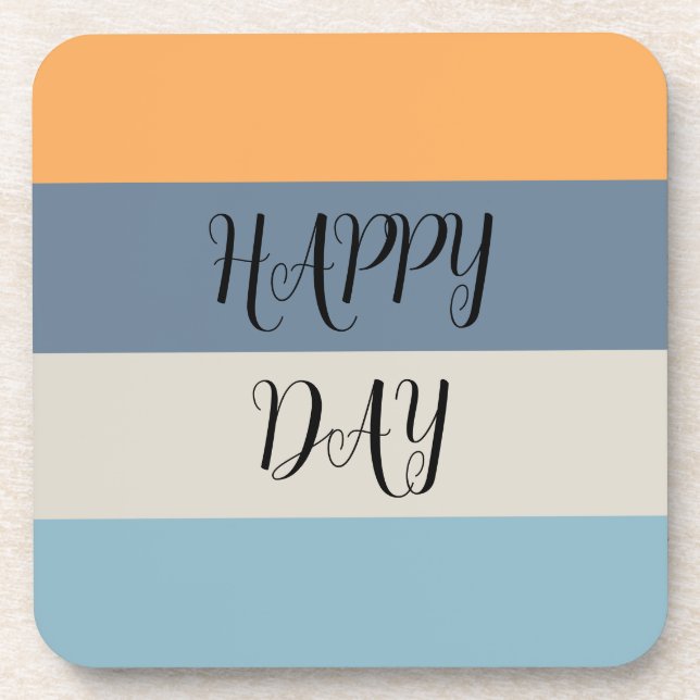Dessous-de-verre Bleu et orange rayé Joyeux Jour (Devant)