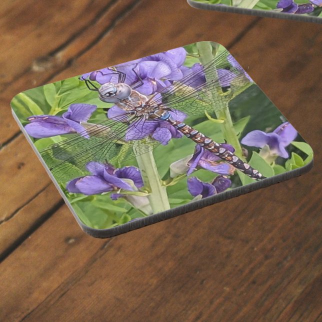 Dessous-de-verre Bleu-Eyed Denton sur les fleurs violettes (In Situ Angled)
