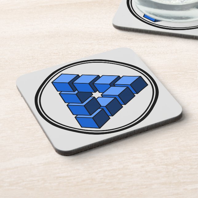 Dessous-de-verre Bleu Funky gris noir Impossible Triangle Blocs (Côté gauche)