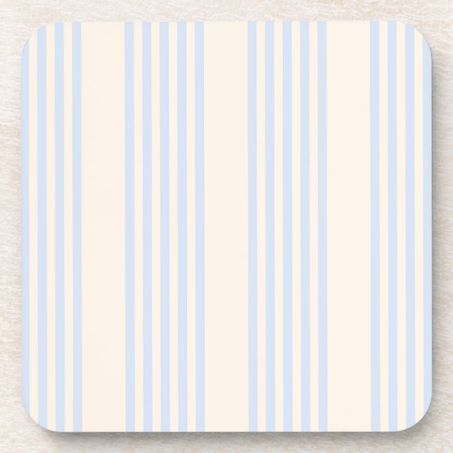 Dessous-de-verre Bleu pâle et beige cinq rayures motif (Devant)
