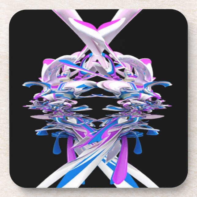 Dessous-de-verre Bleu violet et blanc éclat 3D (Devant)