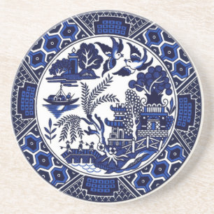 Dessous de verre bleus de conception de saule
